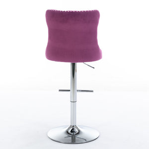 Swivel Barstools Adjusatble Seat Height From 25-33", Modern Upholstered Base Bar Stools With Backs Comfortable Tufted For Home Pub And Kitchen Island (Set of 2)