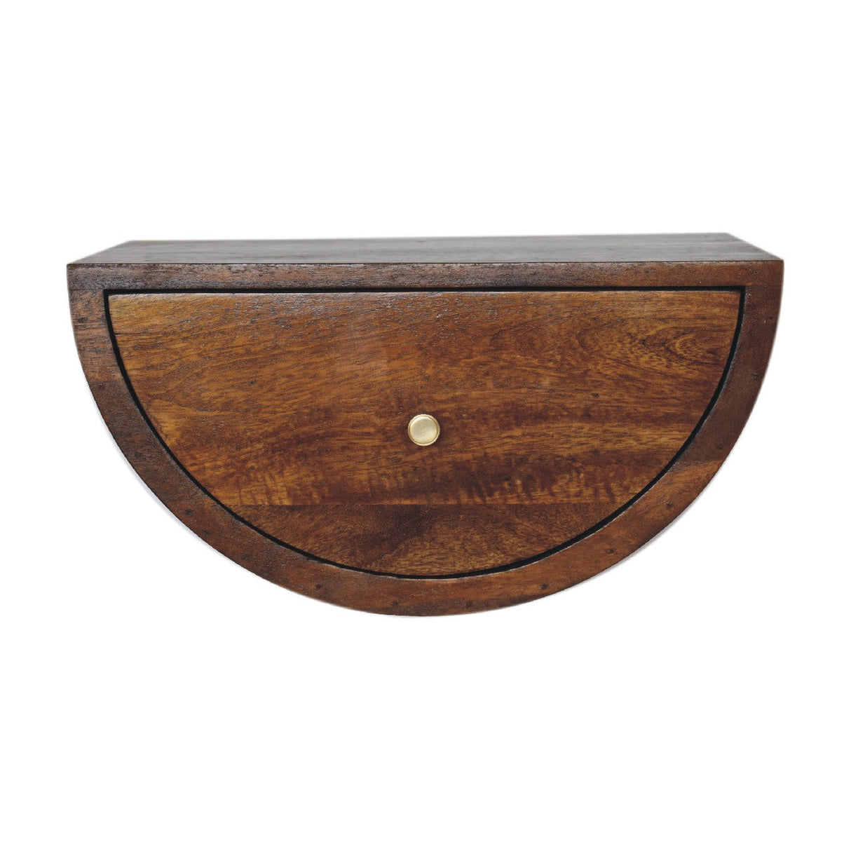 Solid Wood Chestnut Crescent Floating Nightstand