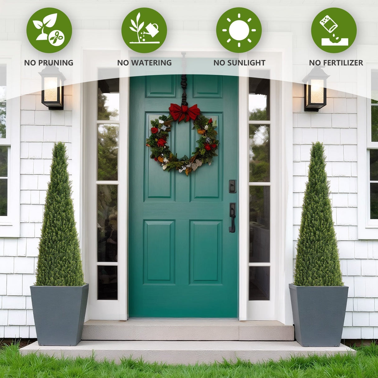 5FT Conical Topiary Cedar Trees Artificial Outdoor Lifelike Faux Evergreen