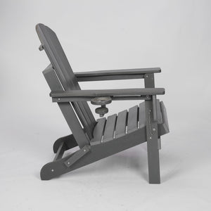 HDPE Folding Adirondack Chair with Dual Cup Holder - Gray