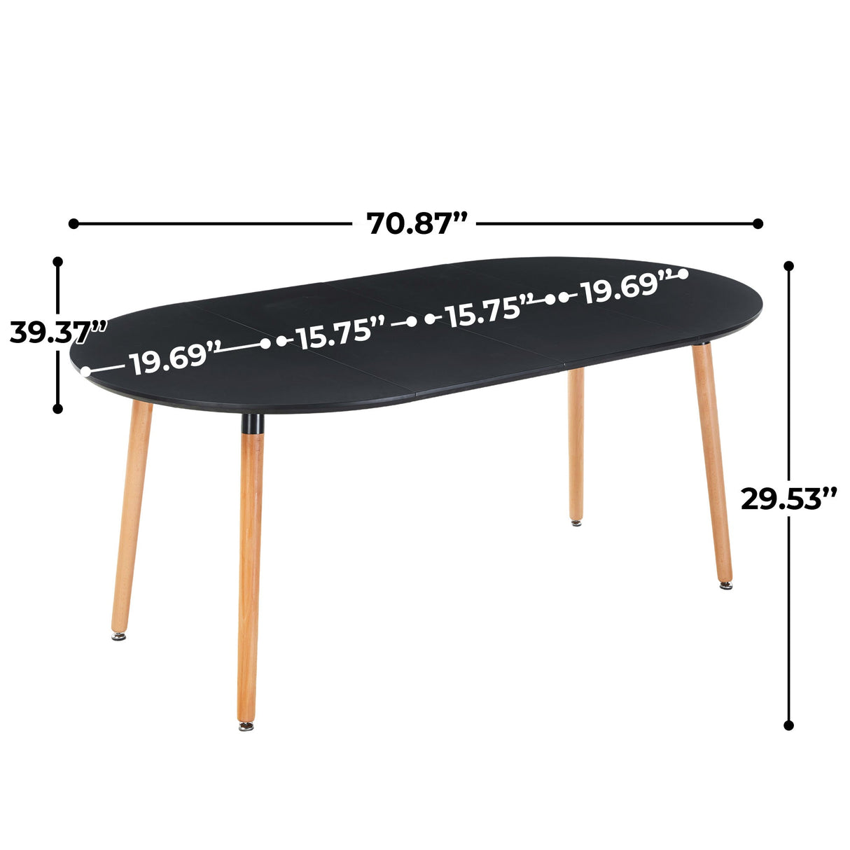 Extensible Dining and Office Table with Wood Legs