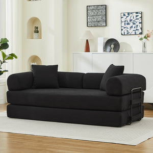 Folding Sofa Bed with Corduroy Upholstery and 2 Pillows