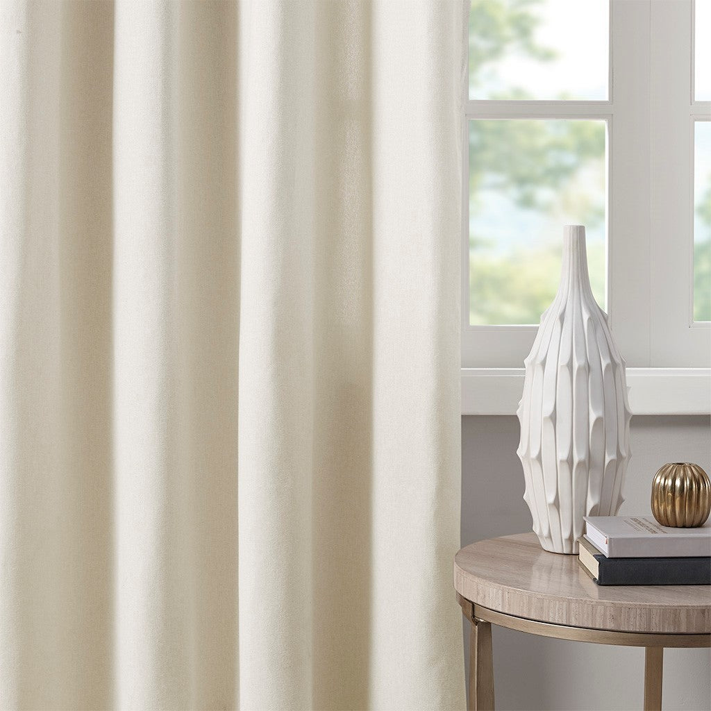 Plaid rod pocket and back tab curtain panel with fleece lining