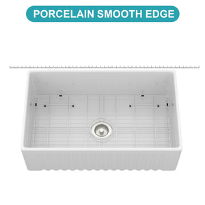 Apron-Front Reversible Single Bowl Kitchen Sink With Accessories - White