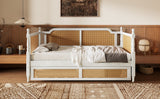Traditional Style Rattan Twin Size Daybed with Twin Trundle