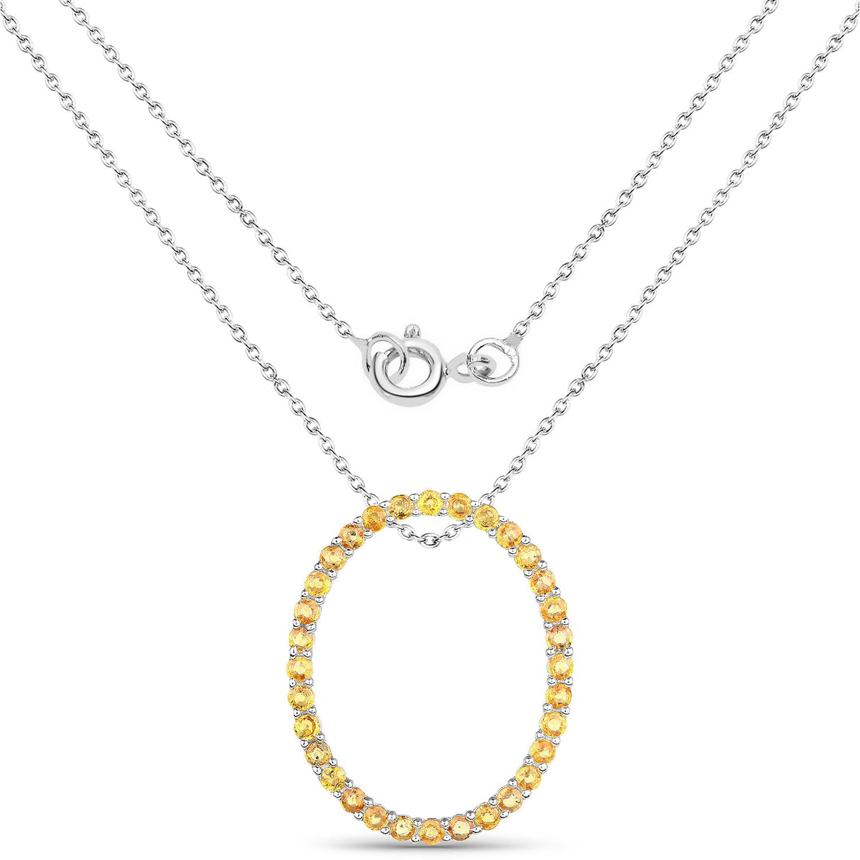 3.84 Carat Genuine Yellow Sapphire .925 Sterling Silver Pendant