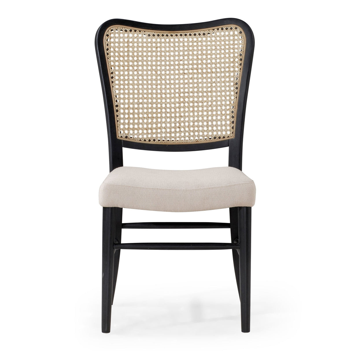 Maven Lane Vera Wooden Dining Chair, Antique Black & Dove Weave Fabric, Set of 2
