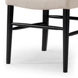 Maven Lane Vera Wooden Dining Chair, Antique Black & Dove Weave Fabric, Set of 2