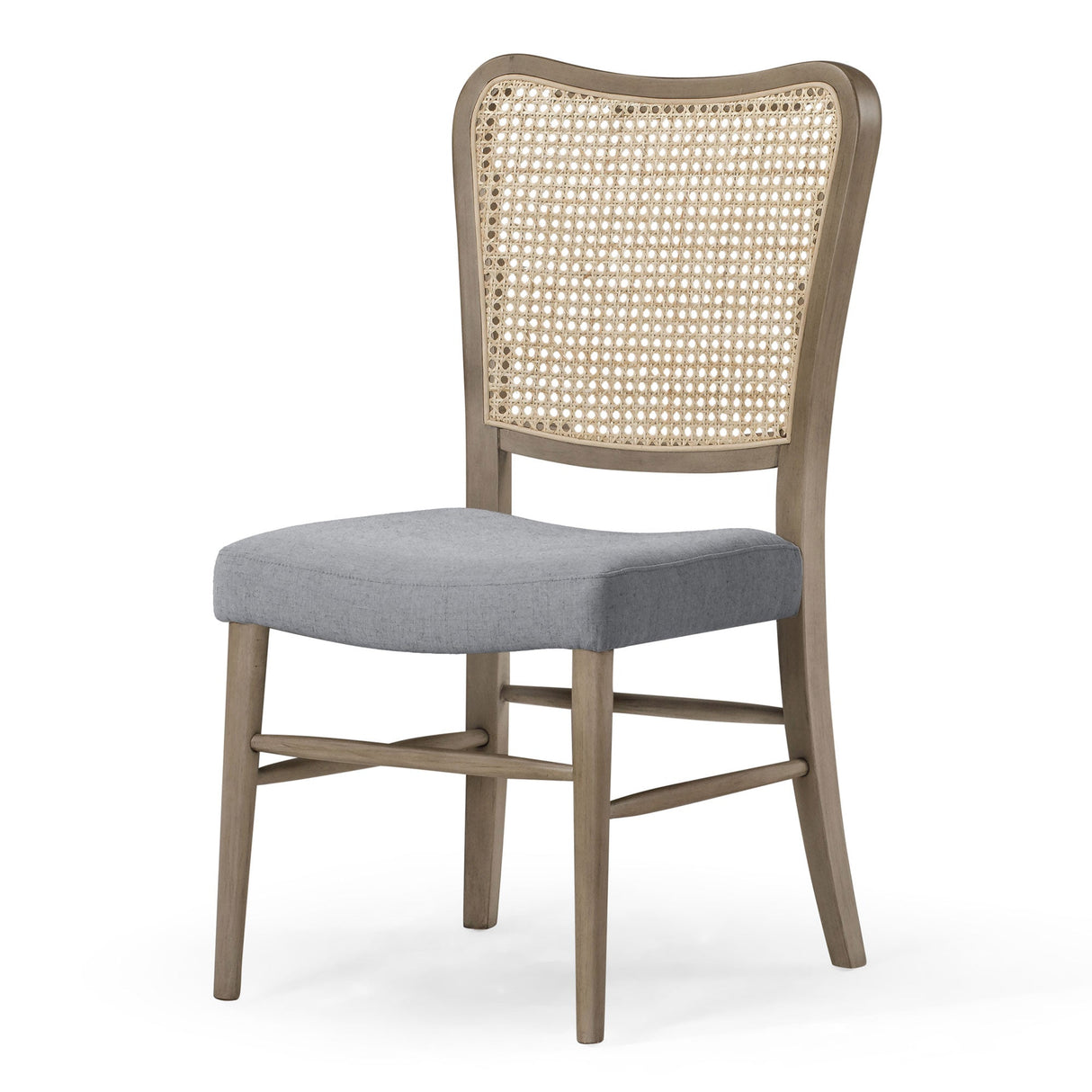 Maven Lane Vera Wooden Dining Chair, Antique Grey & Slate Linen Fabric, Set of 2
