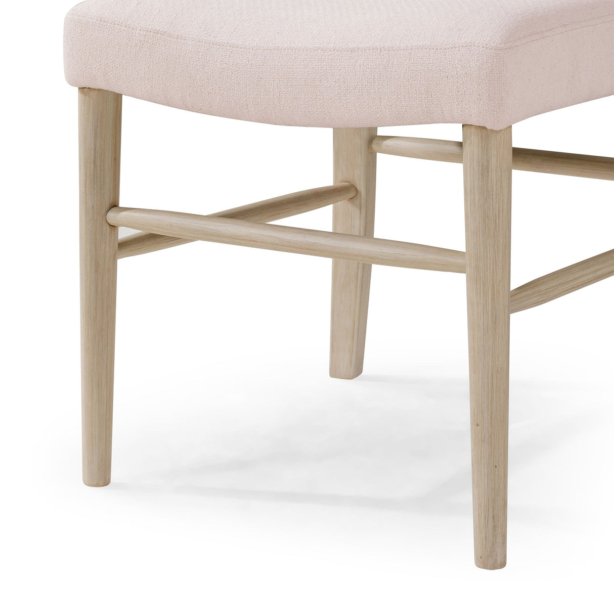 Maven Lane Vera Wood Dining Chair, Antique White & Cream Weave Fabric, Set of 2