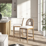 27" Upholstered Counter Stool with Arched Back - Set of 2