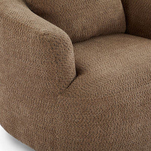 Chenille Upholstered 360° Swivel Chair with Throw Pillow, Dark Brown
