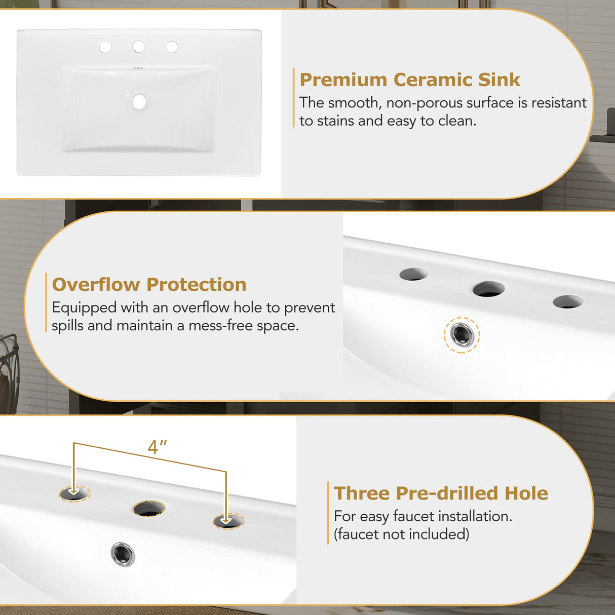 30" Bathroom Vanity with Sink Combo Set