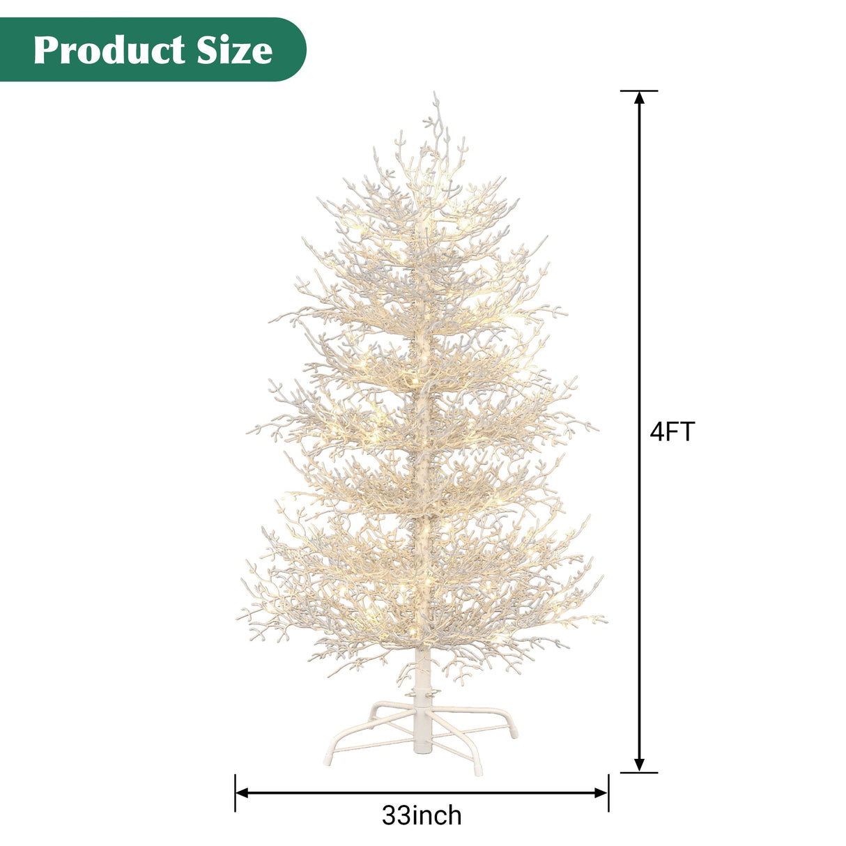 4FT Pre-lit Aspen Fir Artificial Christmas Tree with 230 Warm White LED Lights