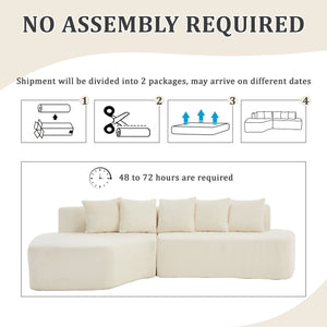 Compression Sectional Couch with Comfy Chaise