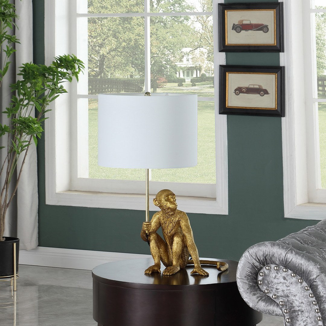 25.5" Golden Monkey Holding Polyresin Table Lamp