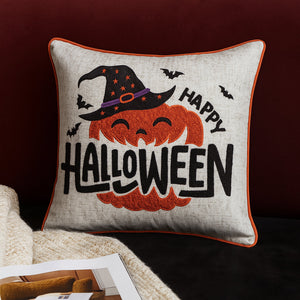 Happy Halloween Pumpkin Witch Throw Pillow Set of 2