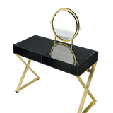 Black & Gold Finish Vanity Desk