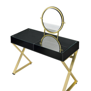 Black & Gold Finish Vanity Desk