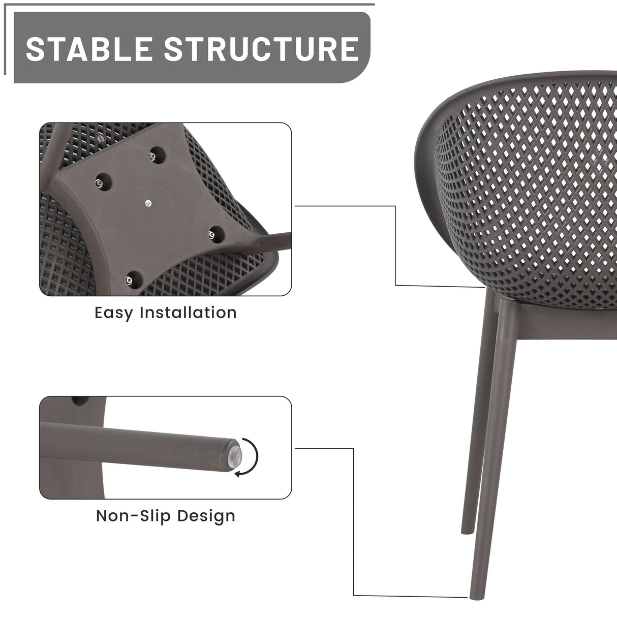 2 Pack Lounge Chair Set & Folding Square Table
