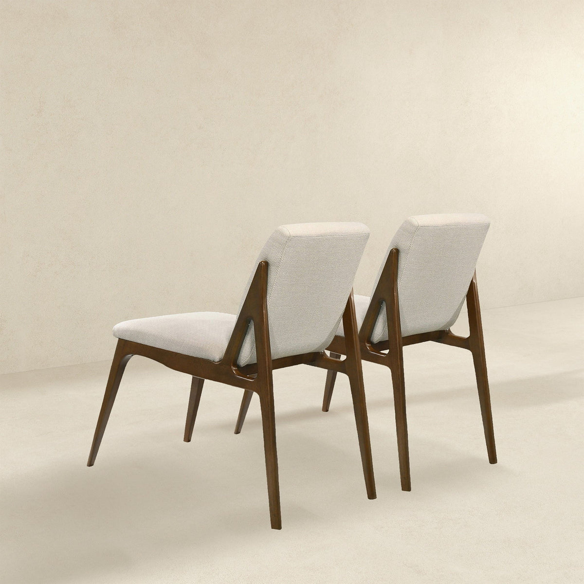 Elegant Dining Chair Set with Upholstered Fabric - Light Brown or Beige
