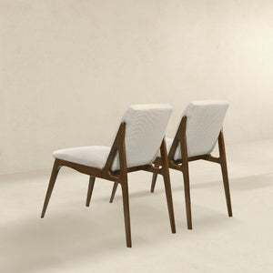 Elegant Dining Chair Set with Upholstered Fabric - Light Brown or Beige