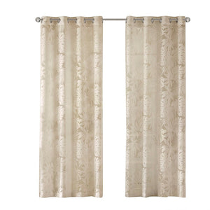 Palm Leaf Burnout Window Sheer Natural 50x84