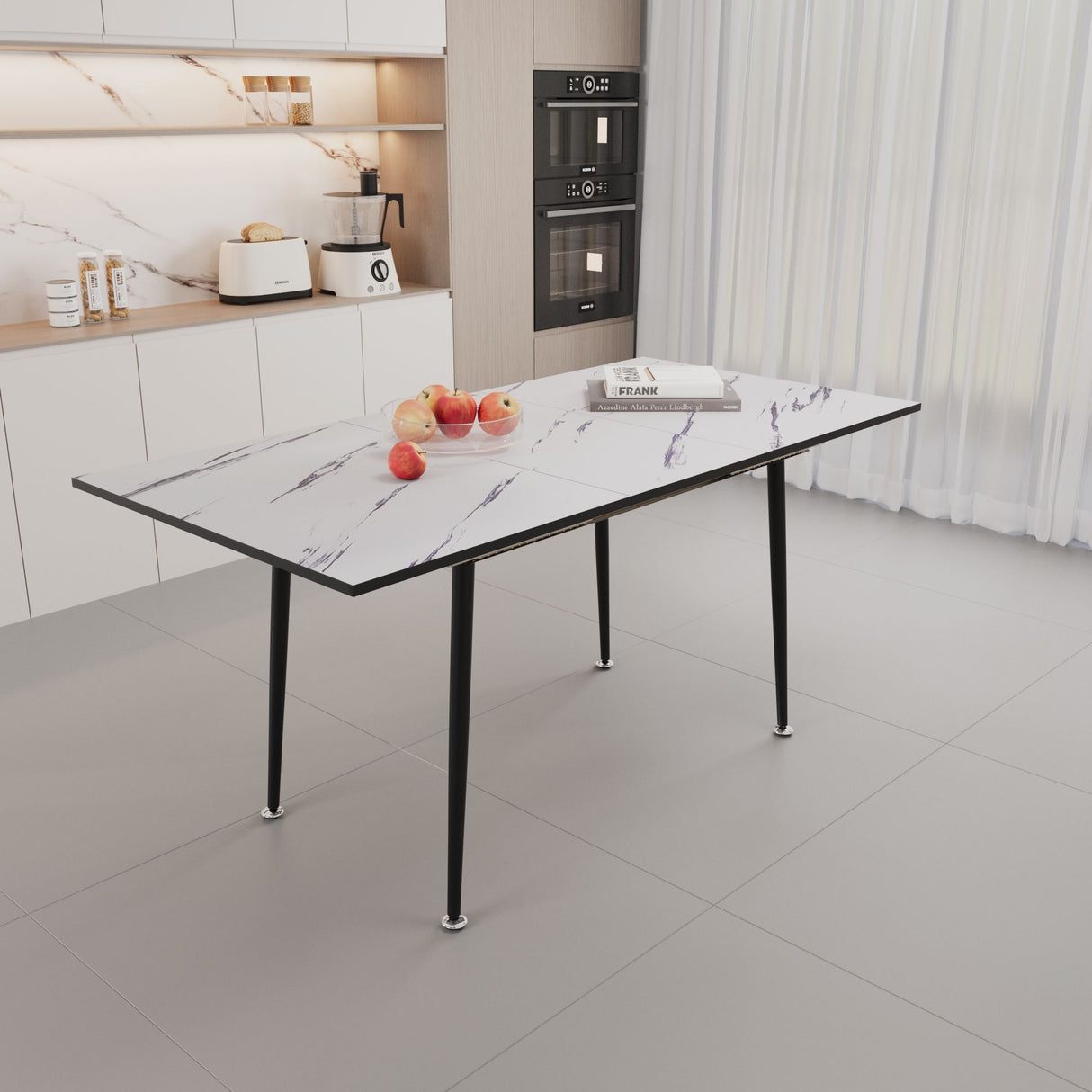 Modern Extendable Dining Table And Chair Set For 2 - 6 People