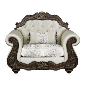 Pierce - Chair With Pillow - Beige Fabric & Cherry
