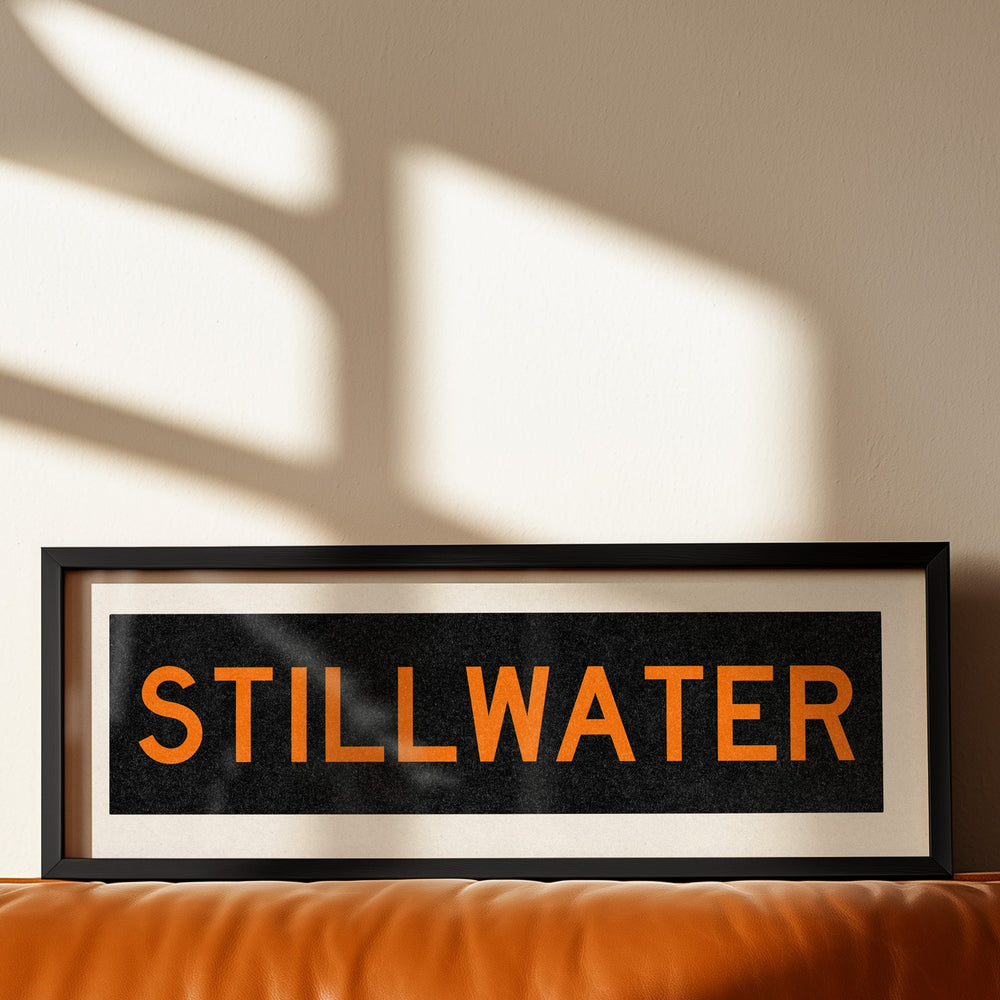 Framed Stillwater Orange Bus Scroll