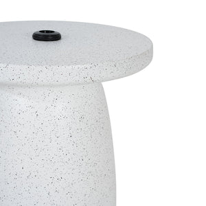 Tess MGO Outdoor Patio Side Table Umbrella Base in White Marble