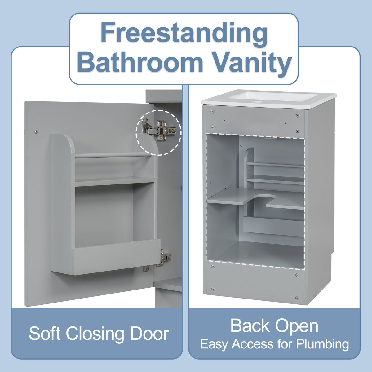 Bathroom Vanity With Sink, Cabinet With Adjustable Shelf
