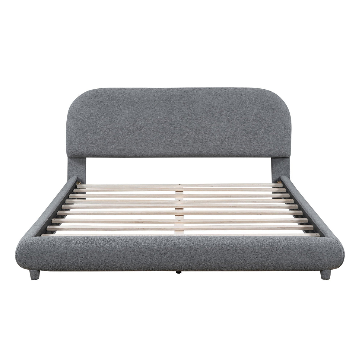 Upholstered Platform Bed With Thick Solid Frame And Stylish Curve-Shaped Design
