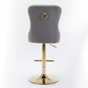 Thick Swivel Barstools Adjusatble Seat Height From 25-33", Modern Upholstered Bar Stools With Backs Comfortable Tufted For Home Pub And Kitchen Island (Set of 2)
