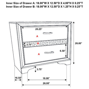 Transitional 2 Drawer Nightstand With Hidden Jewelry Tray