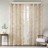 Palm leaf burnout window sheer