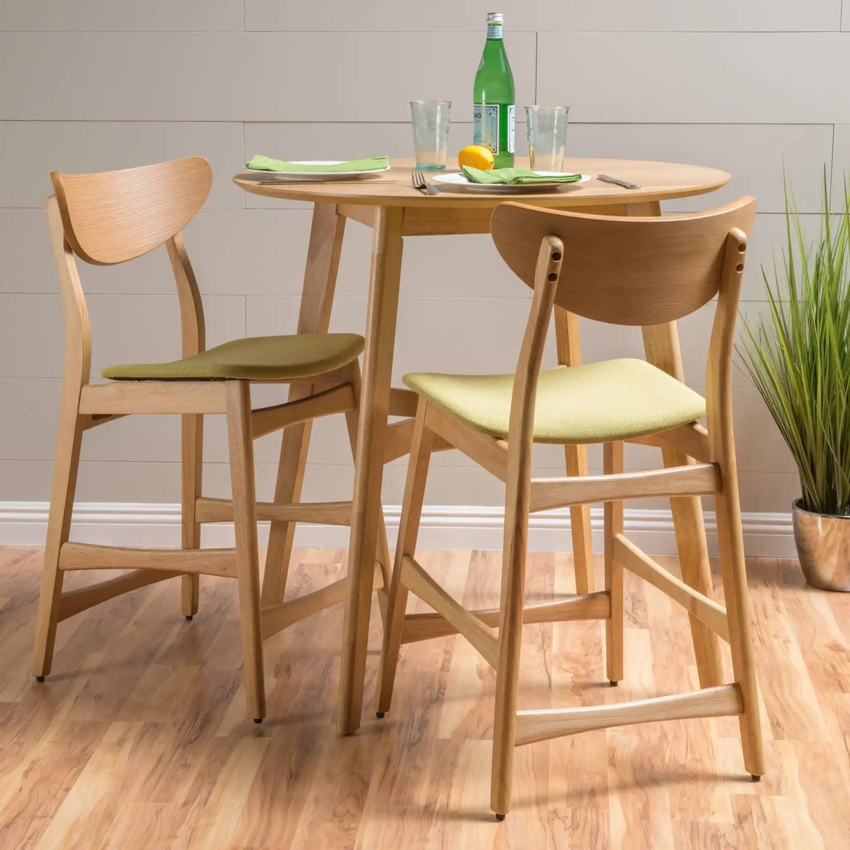 Retro Modern Counter Height Chair Set with Cushioned Seats