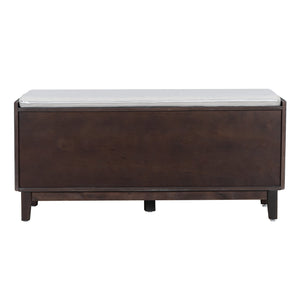 TREXM Boho Rattan Entryway Bench with Storage