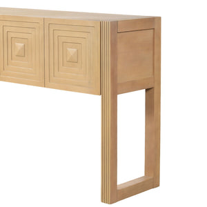 Geometric Carved Console Table With 3 Soft Close Drawers