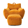 Giant Bean Bag Chair With Armrests And Footstool