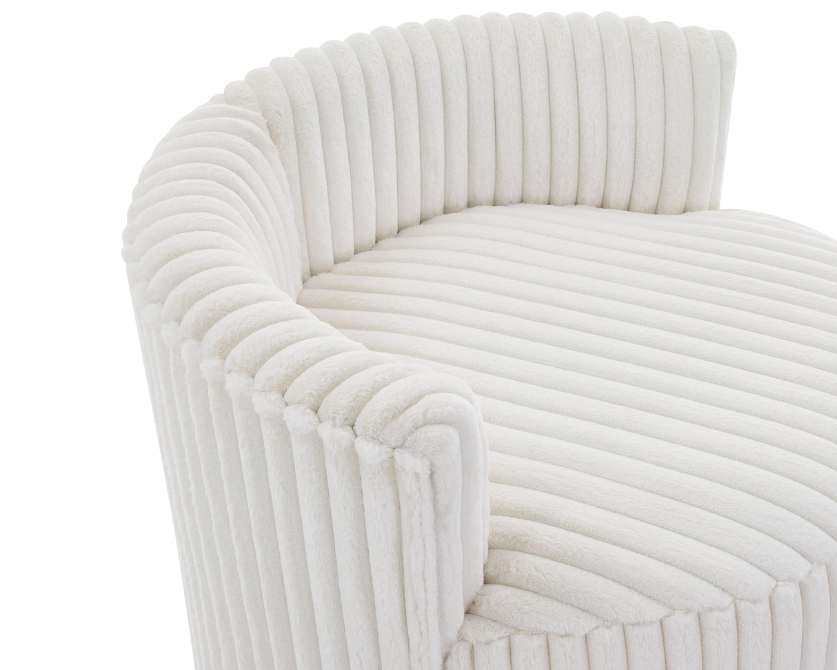Malna Plush Wide Wale Corduroy Upholstered Barrel Accent Chair with Wheels