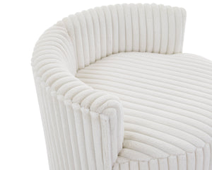 Malna Plush Wide Wale Corduroy Upholstered Barrel Accent Chair with Wheels
