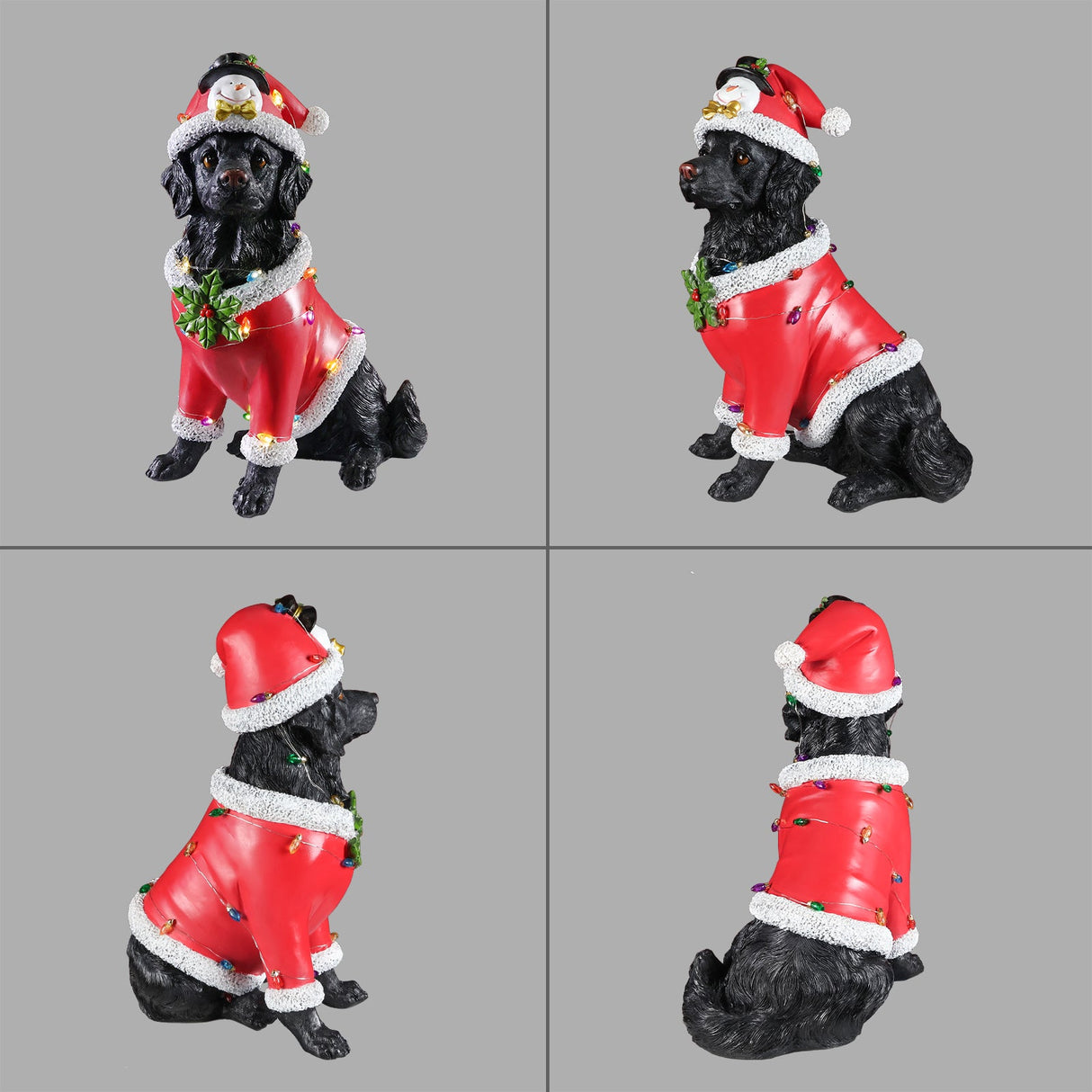 Christmas Dog Statue - Holiday Dog Figurine
