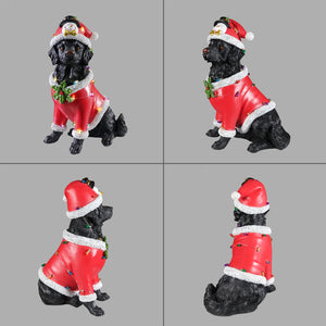 Christmas Dog Statue - Holiday Dog Figurine