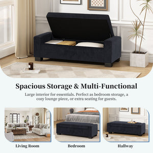 Textured Fabric Ottoman Bench With Hinged Lid