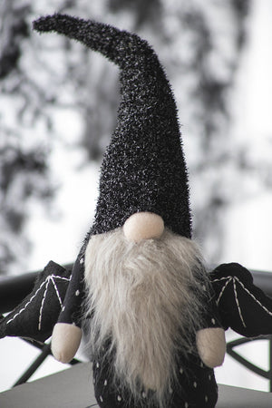 Fabric Black Gnome With Wings Decor