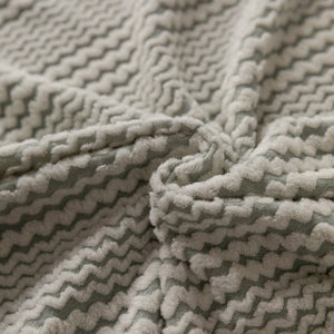 Modern Textured Stretch Sofa Cover, Plush Fleece Sofa Slipcover with 3D Stripe Texture