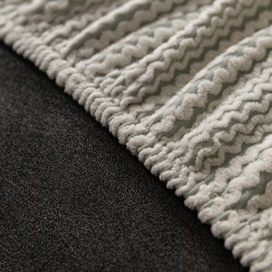 Modern Textured Stretch Sofa Cover, Plush Fleece Sofa Slipcover with 3D Stripe Texture