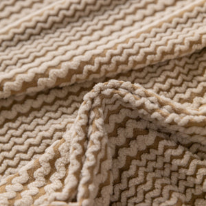 Modern Textured Stretch Sofa Cover, Plush Fleece Sofa Slipcover with 3D Stripe Texture