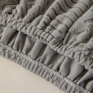 High Stretch Embossed Geometric Slipcover for Couch, Cozy Plush Fleece Couch Cover